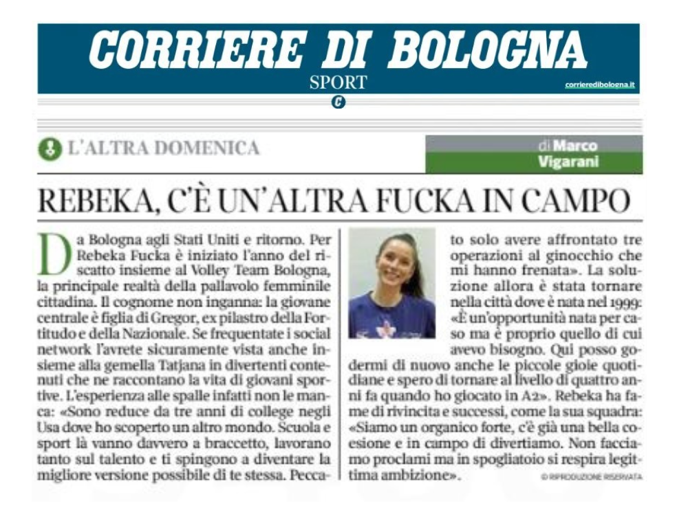 DICONO DI NOI – CORRIERE DI BOLOGNA SPORT 28 OTTOBRE 2024